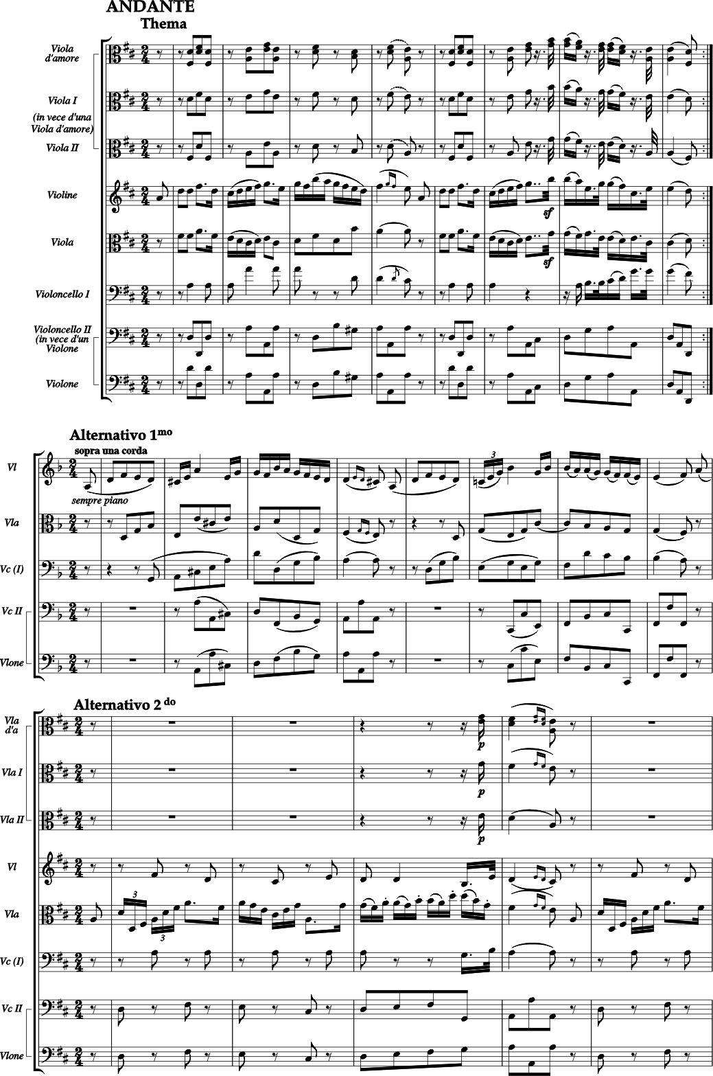 JOSEPH LEOPOLD EDLER VON EYBLER zwei Violen, Violine, Viola, Violoncello und Violone (Violoncello II)