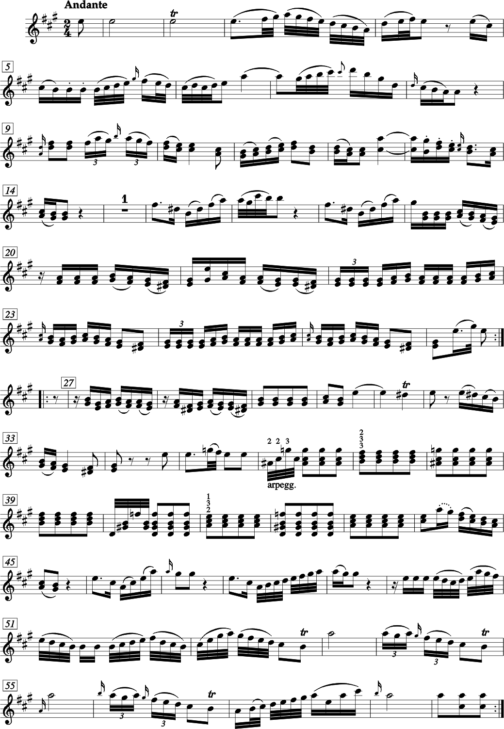 FRANZ ANTON HOFFMEISTER QUATUOR II Mi bémol majeur (Re majeur) pour Viol d'amour, deux Violons, Violoncelle et deux Cors ad libitum