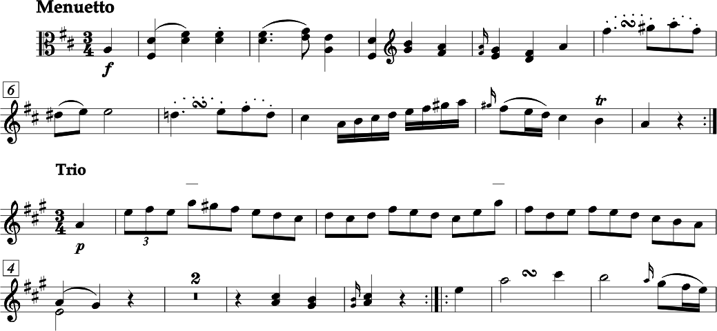 FRANZ ANTON HOFFMEISTER QUARTET IV E flat Major (D major) for Viola d'amore, two Violins, Cello and two Horns ad libitum