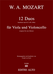 Wolfgang Amadeus Mozart 12 Duos KV 496a Bratsche Violoncello