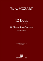 Wolfgang Amadeus Mozart 12 Duets KV 496a Two Saxophones