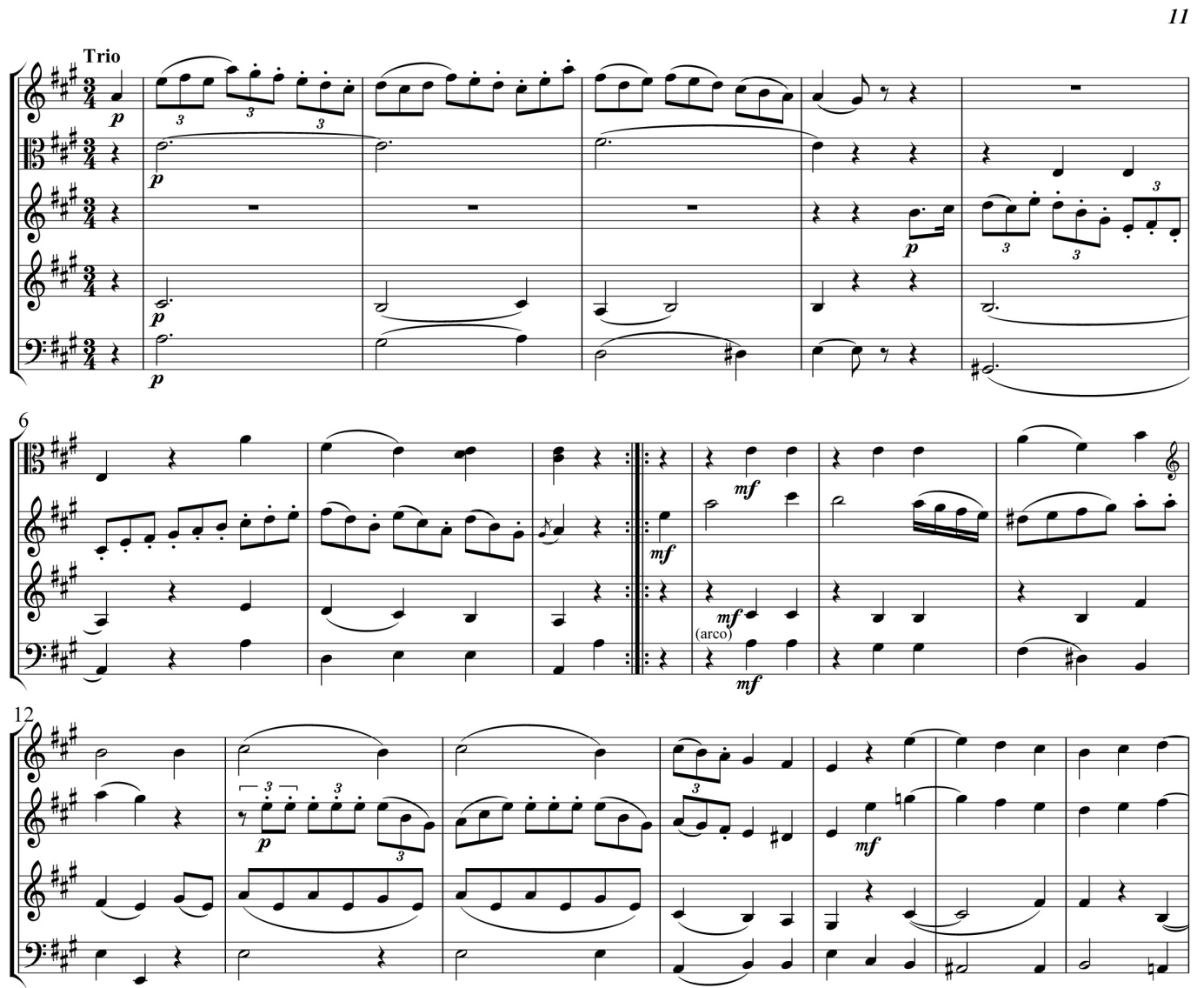 Franz Anton Hoffmeister Divertimento Re majeur Hautbois, Viol d'amour, deux Violons et Violoncelle