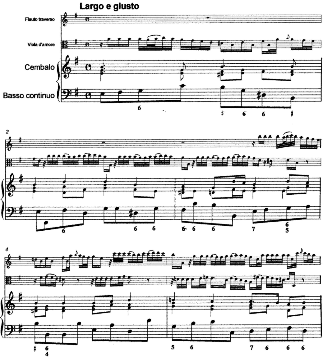 Christoph Graupner trio e moll flauto traverso, viola d'amore, cembalo
