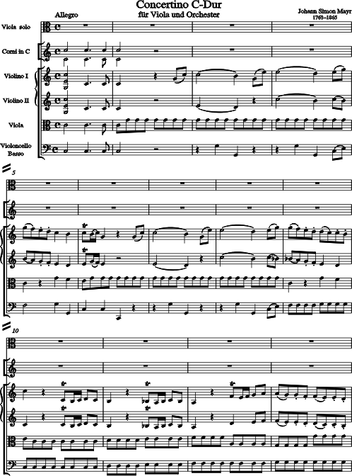 Giovanni Simone Mayr Concertino C major Viola Piano