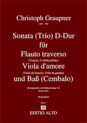 Christoph Graupner Sonata D Dur Flauto traverso Viola d'amore Bass Cembalo