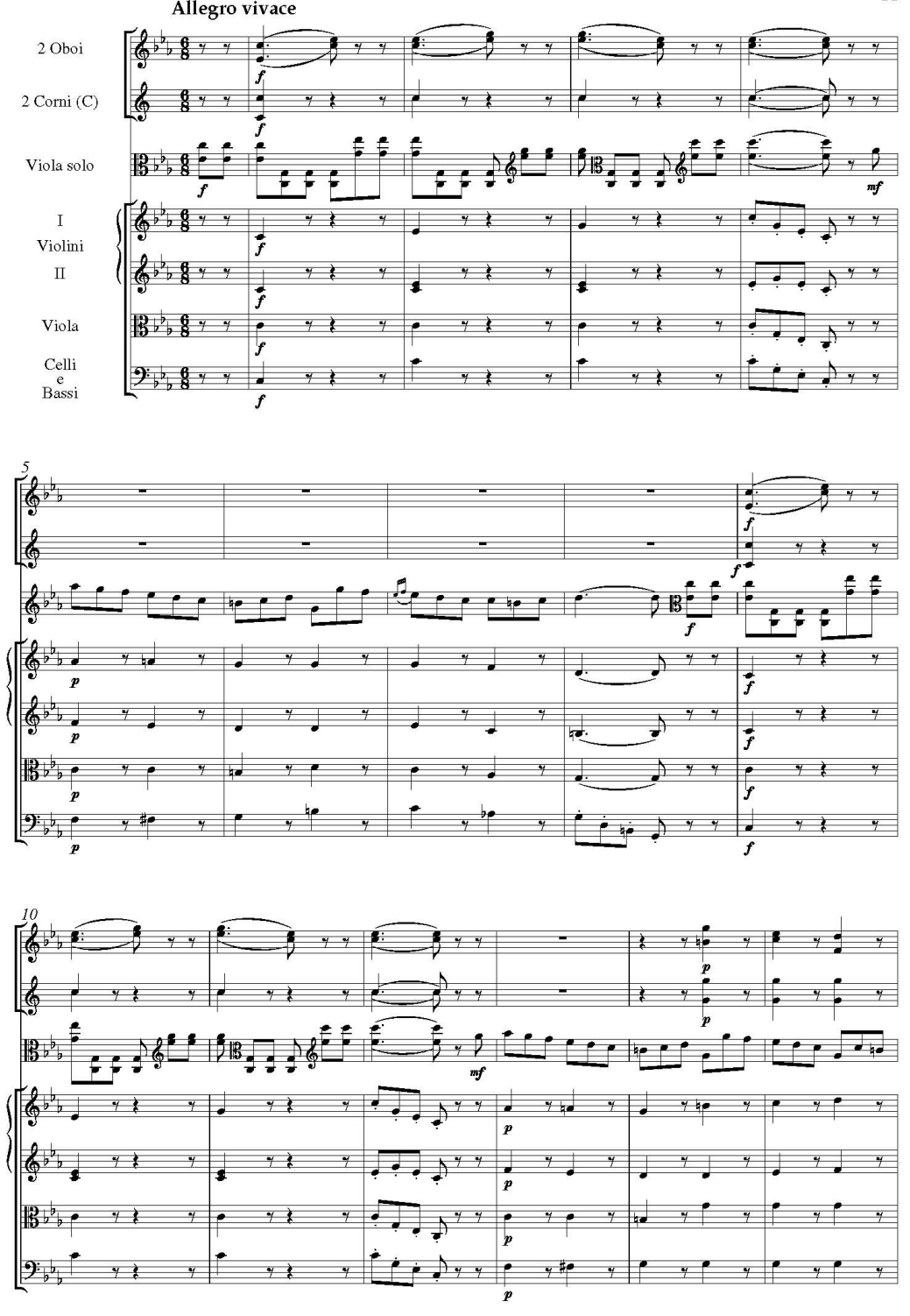 JOHANN CHRISTIAN BACH Konzert c Moll fr Viola und Orchester Partitur