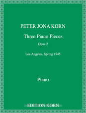 Peter Jona Korn 3 Klavierstücke op. 2