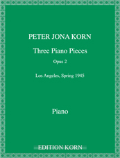 Peter Jona Korn 3 Klavierstcke op. 2