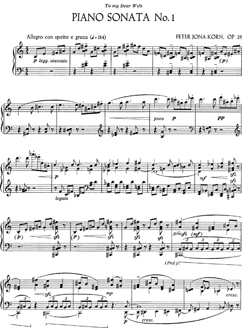 Peter Jona Korn Piano Sonata No. 1